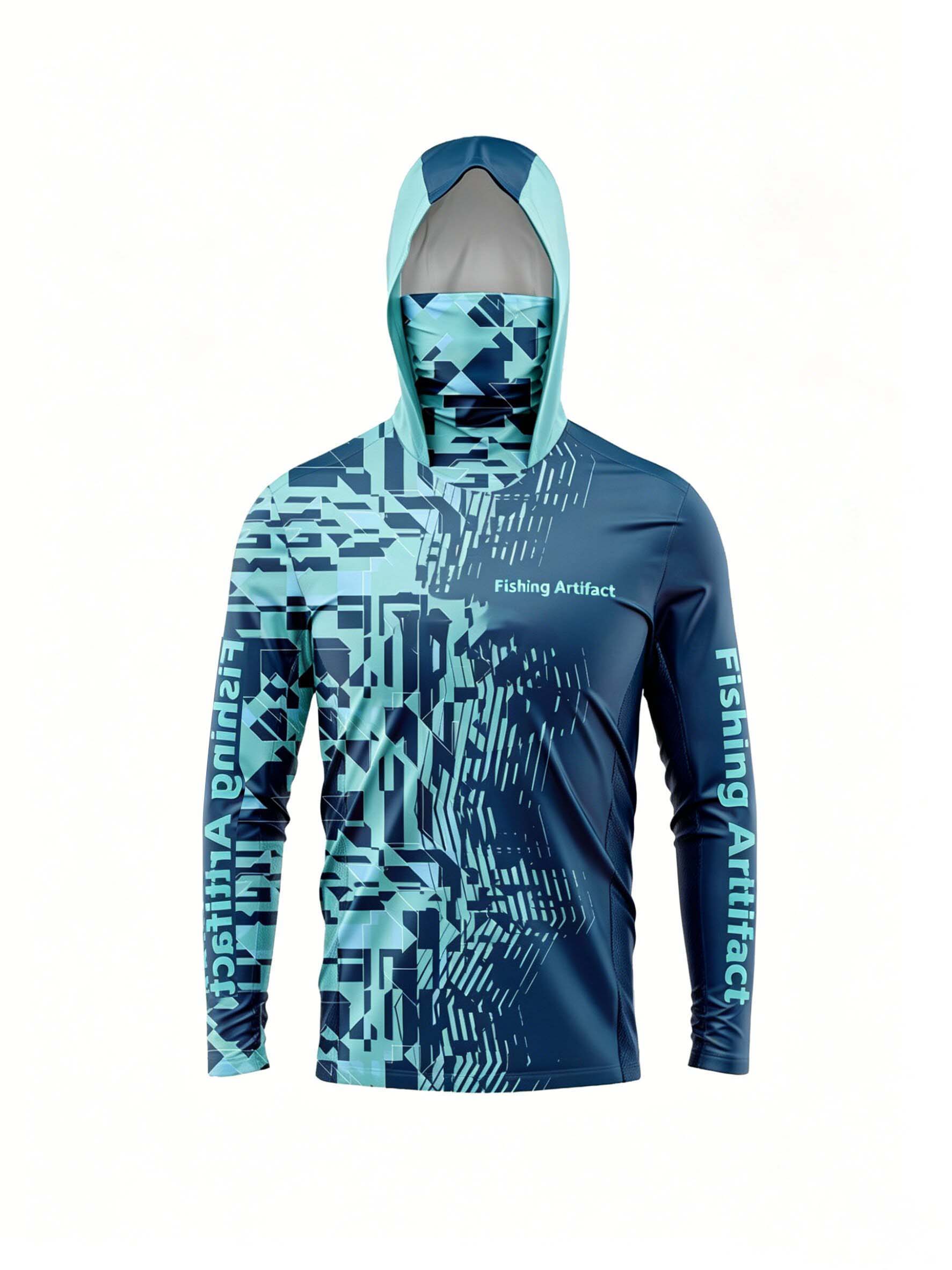 Sports Mask Breathable - เสื้อฮู้ดสำหรับผู้ชาย เหมาะสำหรับใส่ในฤดูร้อน ใช้สำหรับกิจกรรมตกปลา แขนยาว มีหน้ากากในตัว ระบายอากาศได้ดี