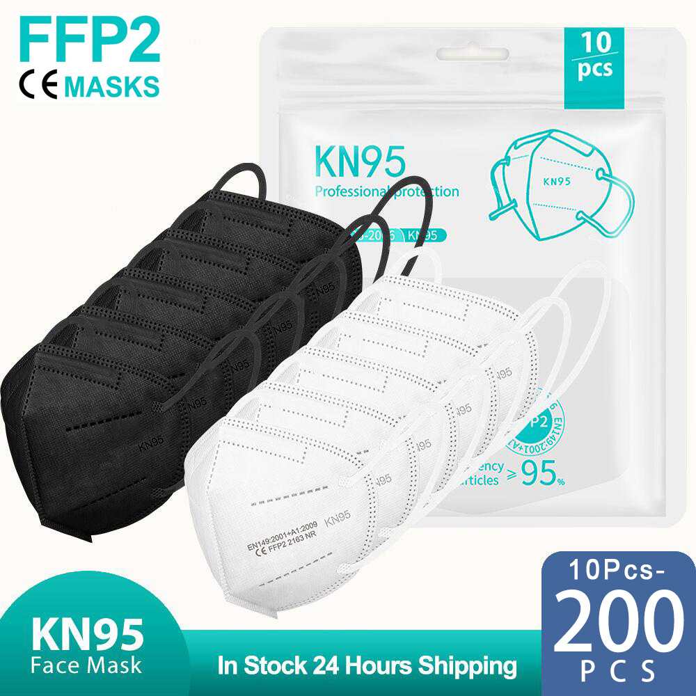 Disposable Surgical Mask - 10-200 ชิ้น หน้ากากอนามัย FPP2 สีดำ KN95