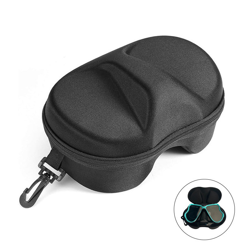 Mask Case Hard Shell - กล่องเก็บแว่นตาสกีแบบแข็ง EVA ป้องกันรอยขีดข่วน กล่องป้องกันสำหรับหน้ากากดำน้ำและแว่นตาว่ายน้ำ พกพาสะดวก พร้อมตะขอ