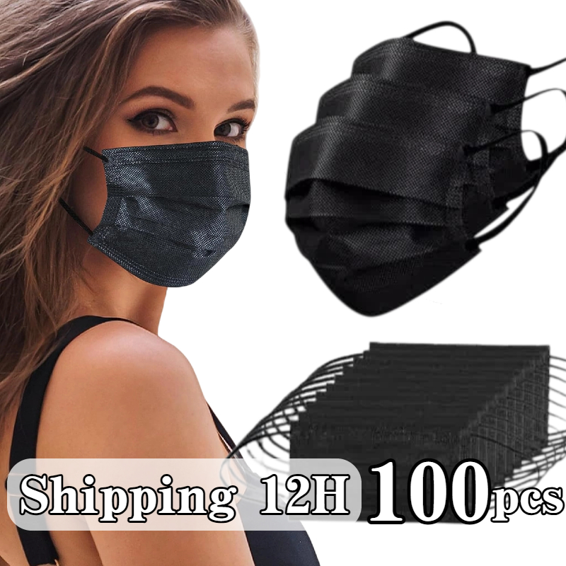Disposable Mask Blue - หน้ากากป้องกันแบบใช้แล้วทิ้งสีดำ 100 ชิ้น - 3 ชั้น