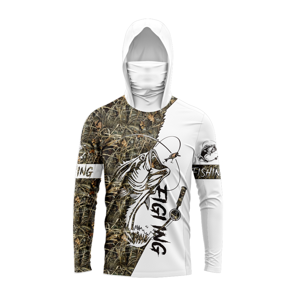เสื้อฮู้ดตกปลาลายปลาบาสสำหรับผ - Sports Mask Breathable บทวิจารณ์และราคา