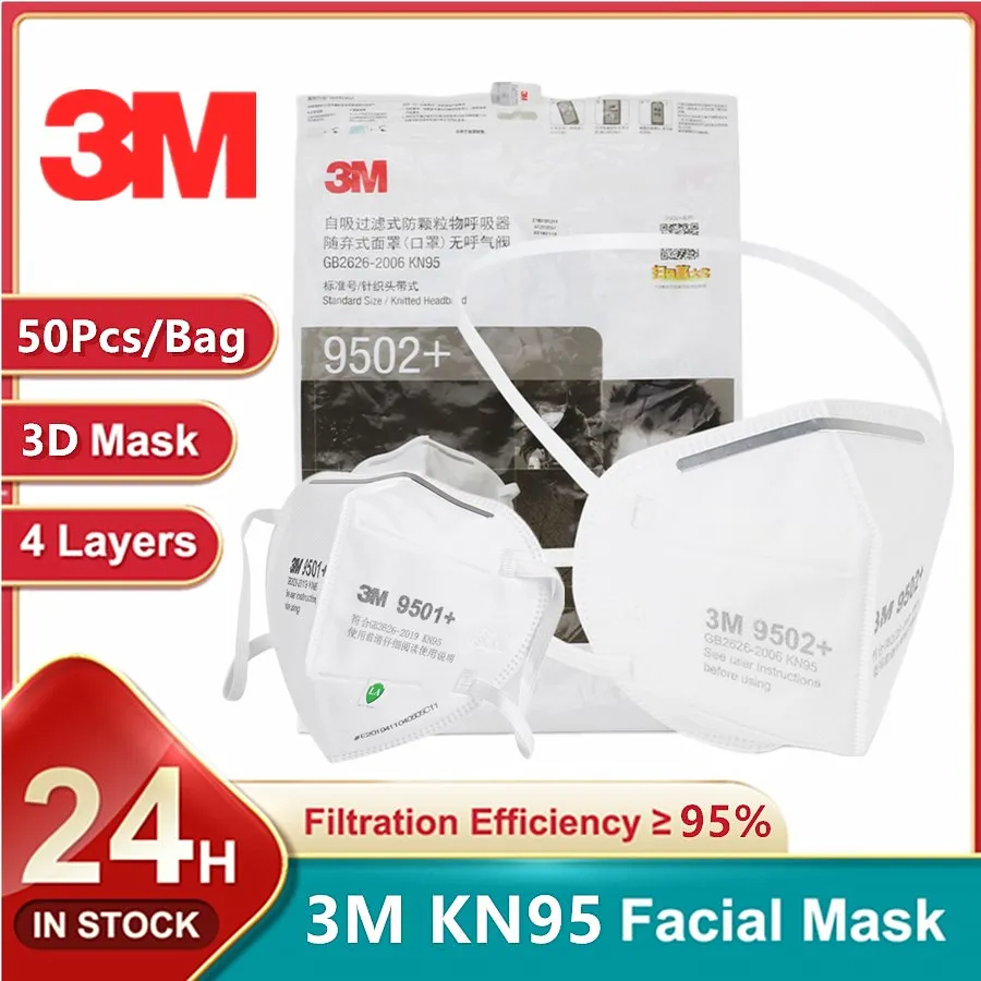 50ชิ้น/ถุง3M KN95หน้ากากปิดหน้ - 3M Mask 9502+ บทวิจารณ์และราคา