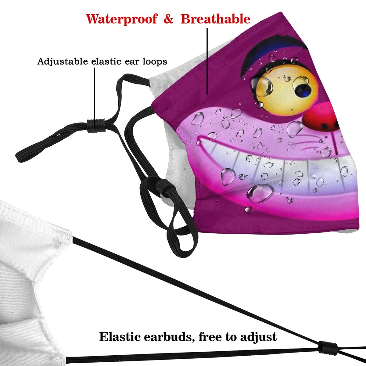 ยิ้มหน้ากากCheshire Catการผจญภ - Cloth Face Mask Washable บทวิจารณ์และราคา